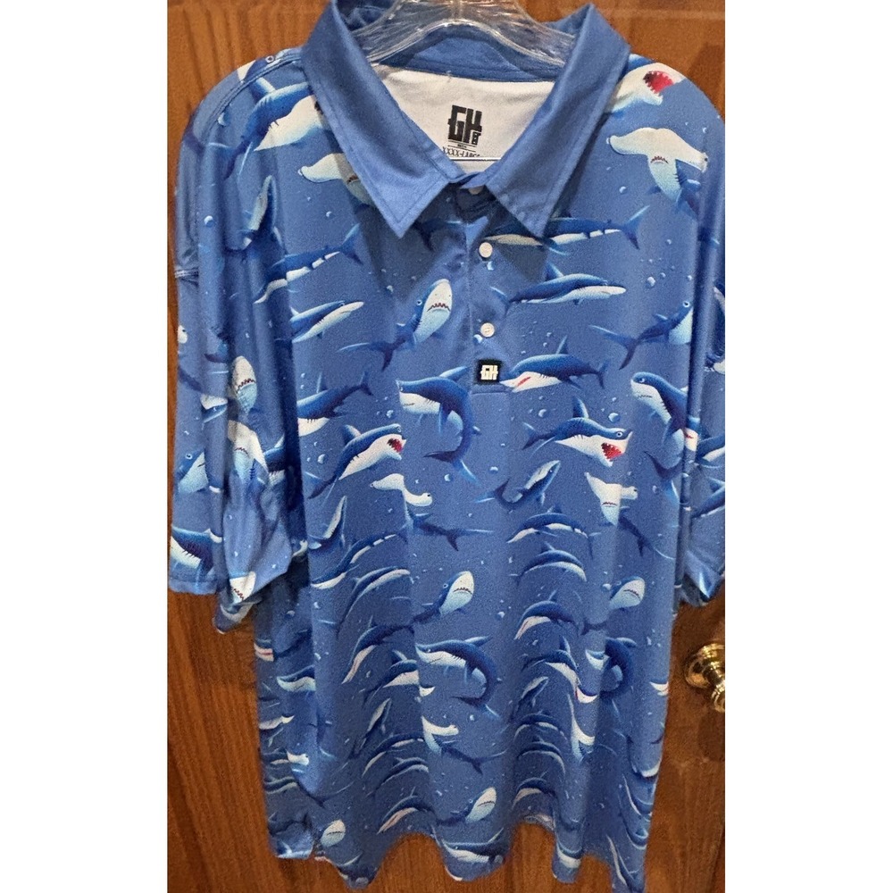 Shark Week Golf Performance Polo By Greater Half Bite Club 4X